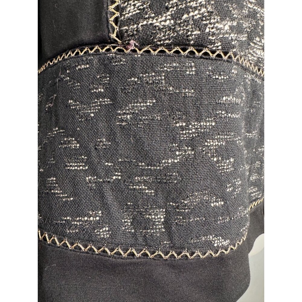 NWT Chicos Womens Black & White Textured Knit Jacket With Gold Zipper Size 3P - Picture 6 of 12
